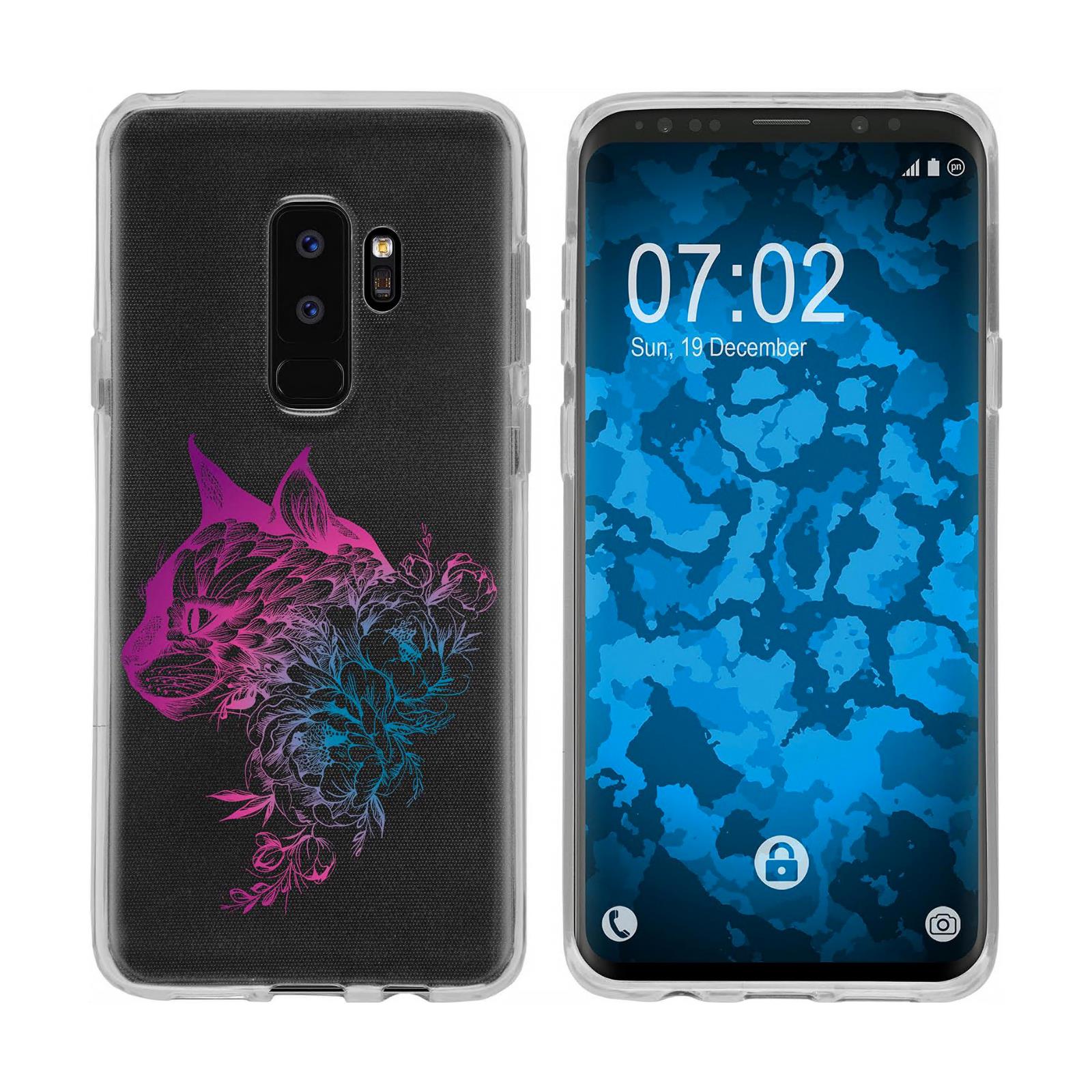 Galaxy S9 Plus Silikon-Hülle Floral Katze M2-6 Case
