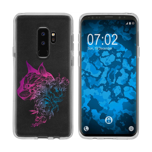 Galaxy S9 Plus Silikon-Hülle Floral Katze M2-6 Case