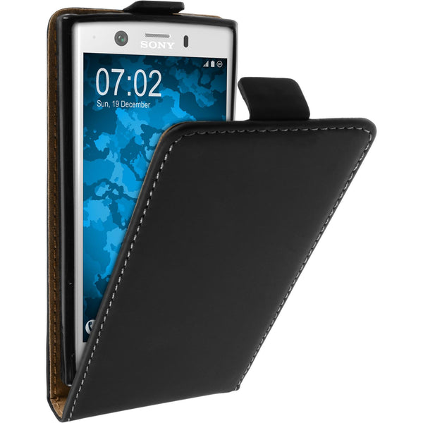 Kunst-Lederhülle für Sony Xperia XZ1 Compact Flip-Case schwa