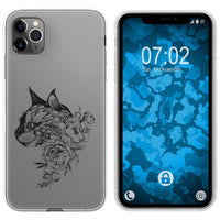 iPhone 11 Pro Max Silikon-Hülle Floral Katze M2-1 Case