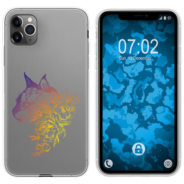 iPhone 11 Pro Max Silikon-Hülle Floral Katze M2-3 Case