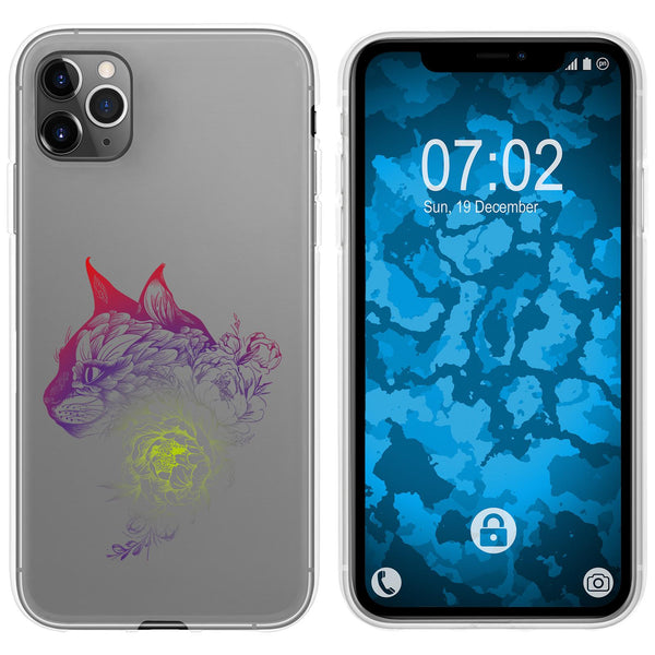 iPhone 11 Pro Silikon-Hülle Floral Katze M2-5 Case