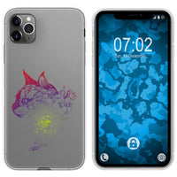 iPhone 11 Pro Max Silikon-Hülle Floral Katze M2-5 Case