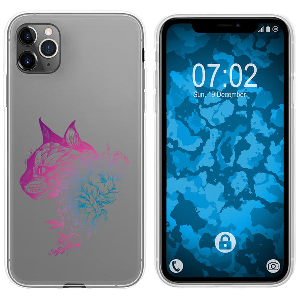 iPhone 11 Pro Silikon-Hülle Floral Katze M2-6 Case