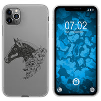 iPhone 11 Pro Max Silikon-Hülle Floral Pferd M5-1 Case