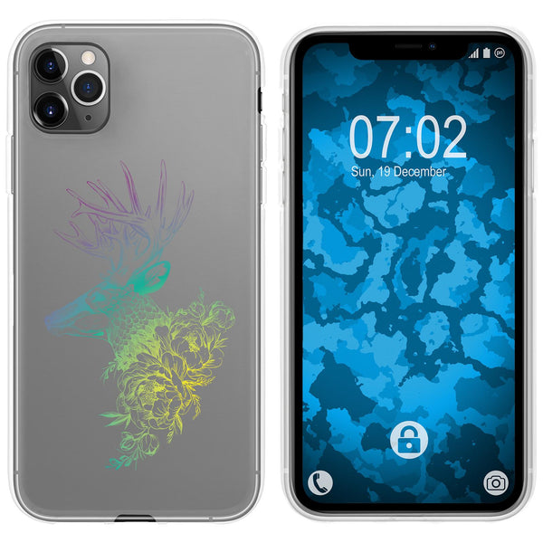 iPhone 11 Pro Silikon-Hülle Floral Hirsch M7-4 Case