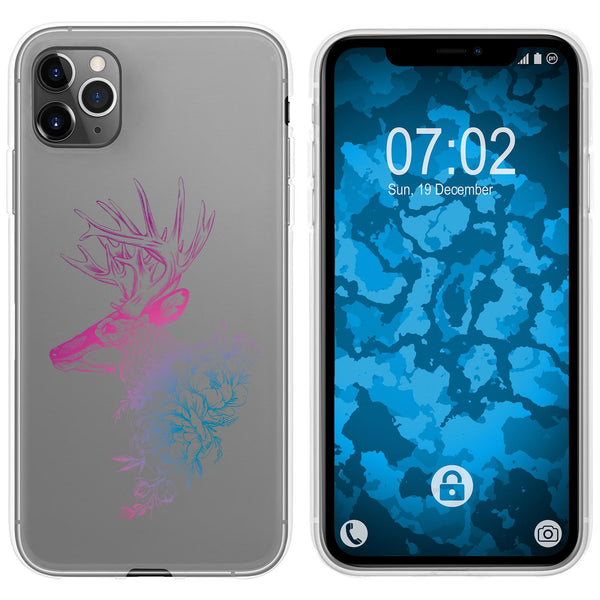 iPhone 11 Pro Silikon-Hülle Floral Hirsch M7-6 Case