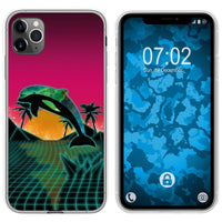 iPhone 11 Pro Max Silikon-Hülle Retro Wave Delphin M1 Case