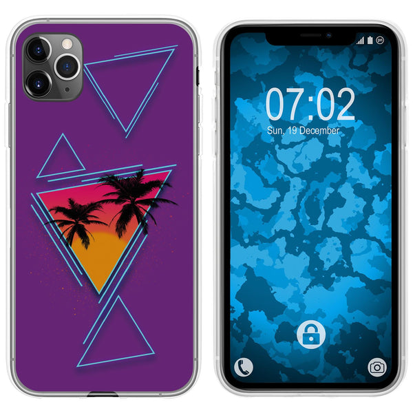 iPhone 11 Pro Max Silikon-Hülle Retro Wave Palmen M3 Case