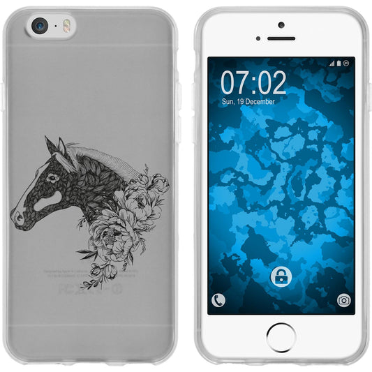iPhone 6s / 6 Silikon-Hülle Floral Pferd M5-1 Case