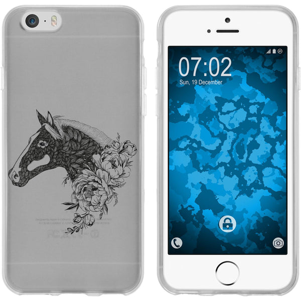 iPhone 6 Plus / 6s Plus Silikon-Hülle Floral Pferd M5-1 Case