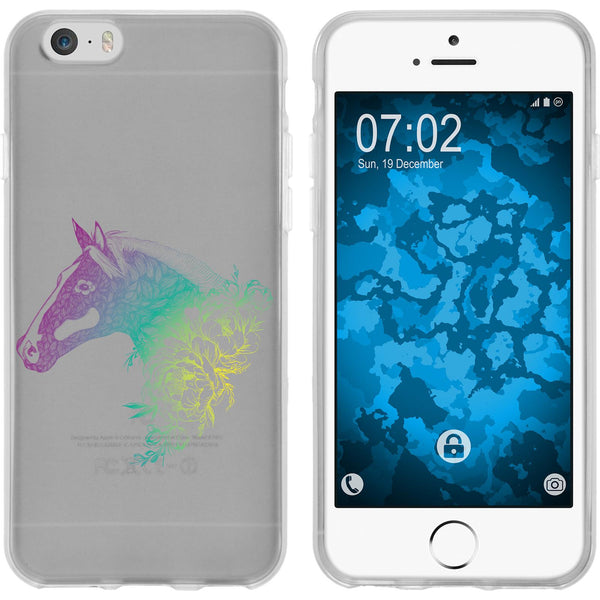 iPhone 6 Plus / 6s Plus Silikon-Hülle Floral Pferd M5-4 Case