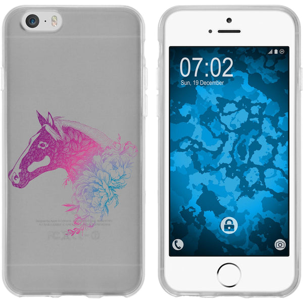 iPhone 6s / 6 Silikon-Hülle Floral Pferd M5-6 Case