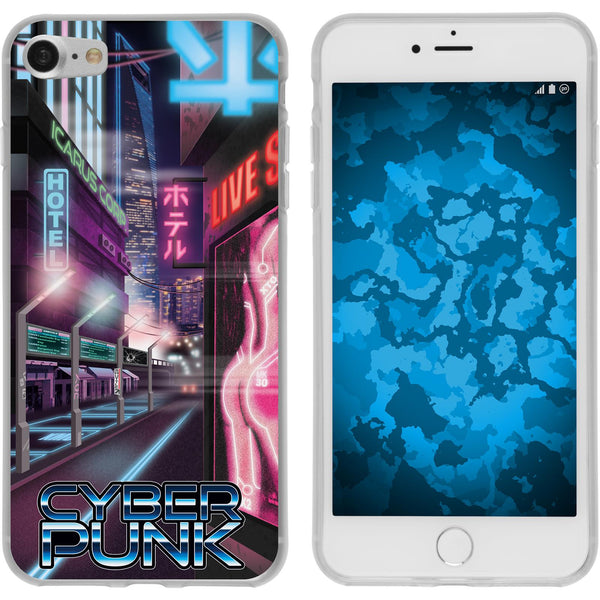 iPhone 7 / 8 / SE 2020 Silikon-Hülle Retro Wave Cyberpunk.01