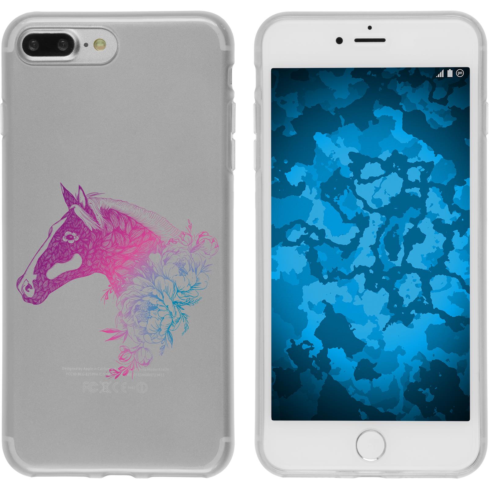 iPhone 7 Plus / 8 Plus Silikon-Hülle Floral Pferd M5-6 Case