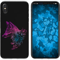 iPhone X / XS Silikon-Hülle Floral Fuchs M1-6 Case