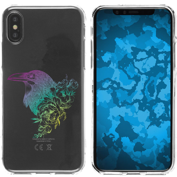 iPhone X / XS Silikon-Hülle Floral Rabe M4-4 Case