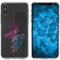 iPhone X / XS Silikon-Hülle Floral Hirsch M7-6 Case