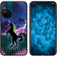 iPhone X / XS Silikon-Hülle Retro Wave Einhorn M2 Case