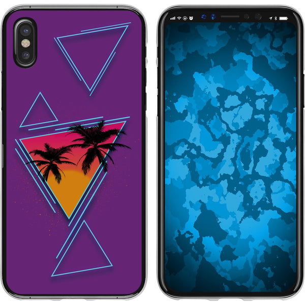 iPhone X / XS Silikon-Hülle Retro Wave Palmen M3 Case