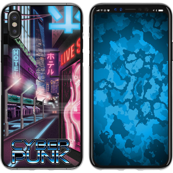 iPhone X / XS Silikon-Hülle Retro Wave Cyberpunk.01 M4 Case