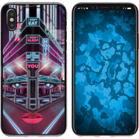 iPhone X / XS Silikon-Hülle Retro Wave Cyberpunk.02 M5 Case