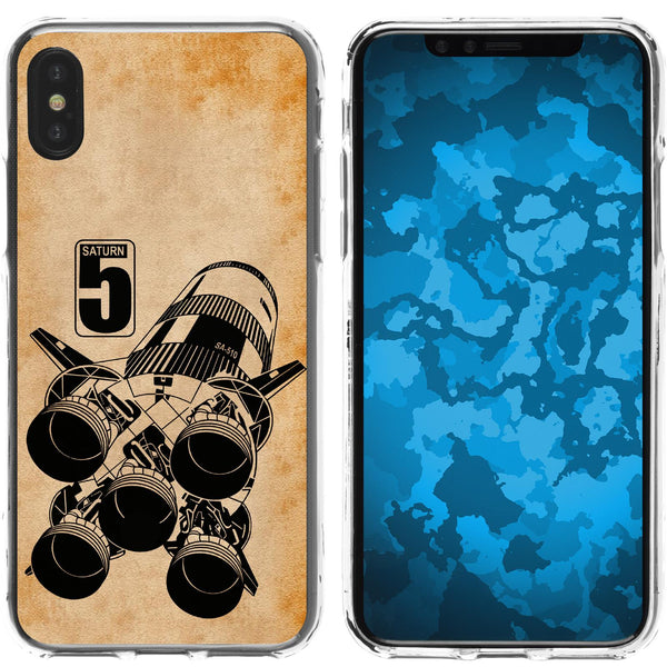 iPhone X / XS Silikon-Hülle Space Moon Rocket M3 Case