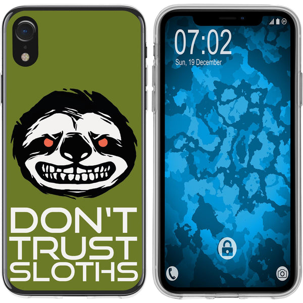 iPhone Xr Silikon-Hülle Crazy Animals Faultier M3 Case