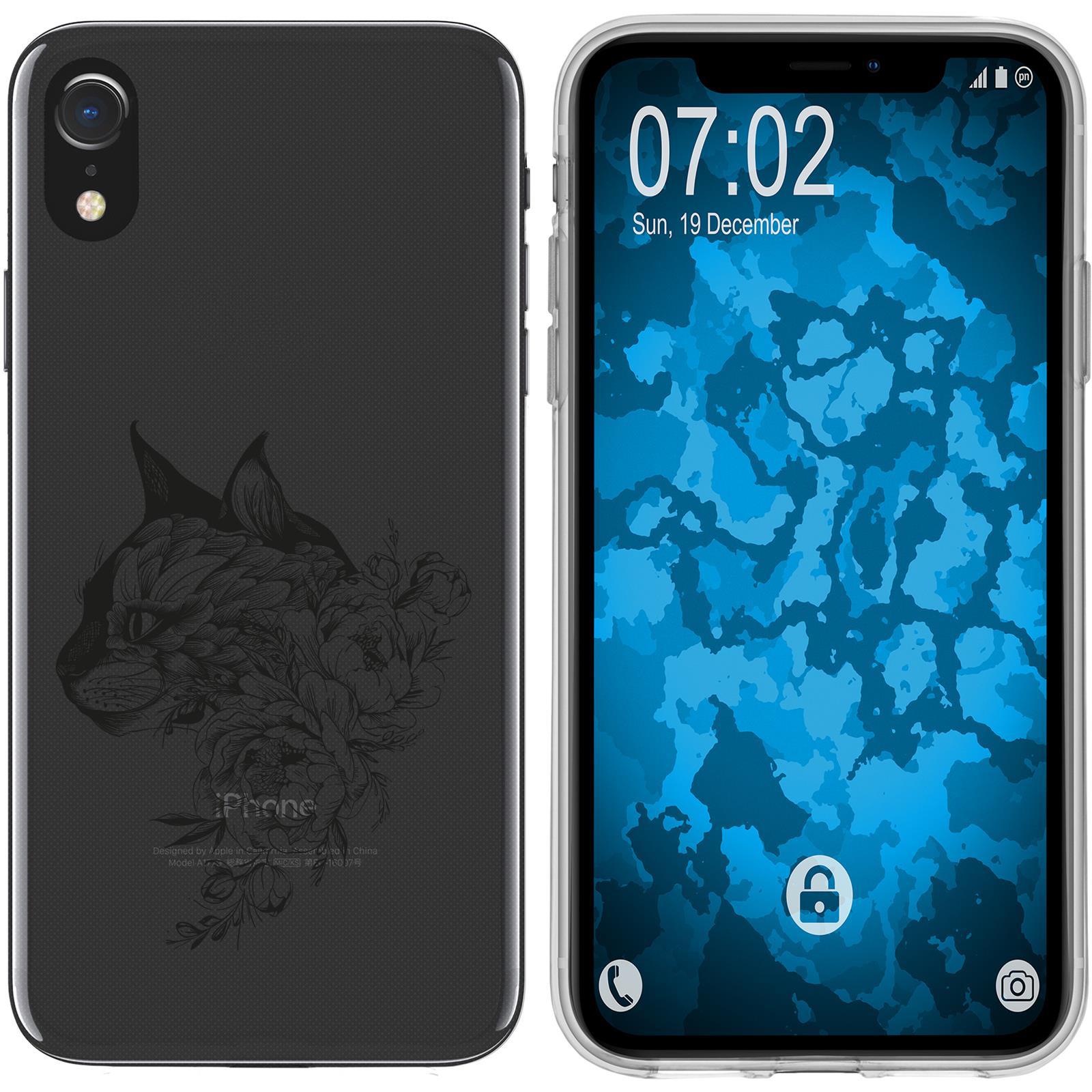 iPhone Xr Silikon-Hülle Floral Katze M2-1 Case