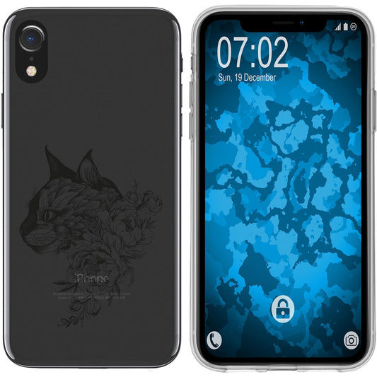 iPhone Xr Silikon-Hülle Floral Katze M2-1 Case