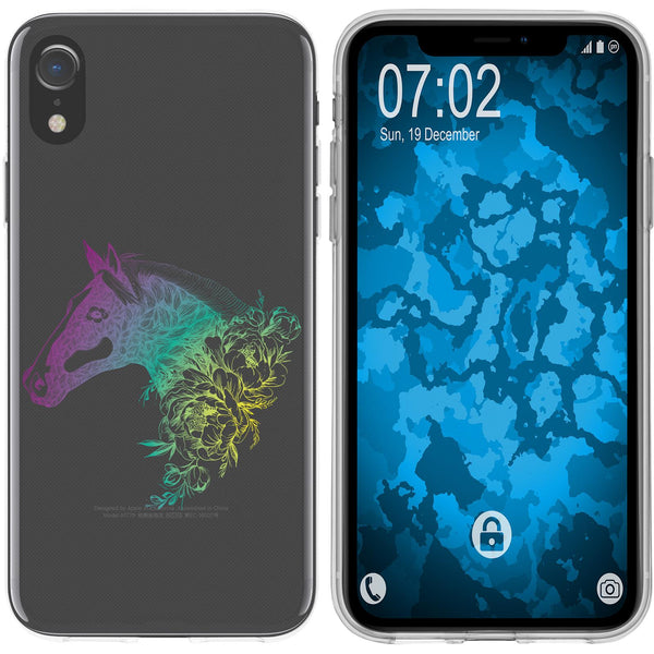 iPhone Xr Silikon-Hülle Floral Pferd M5-4 Case