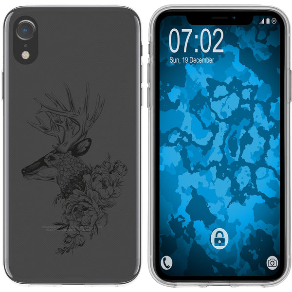 iPhone Xr Silikon-Hülle Floral Hirsch M7-1 Case