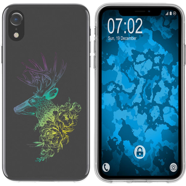 iPhone Xr Silikon-Hülle Floral Hirsch M7-4 Case