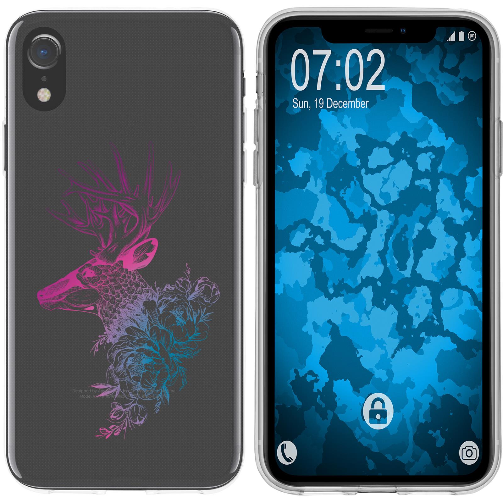 iPhone Xr Silikon-Hülle Floral Hirsch M7-6 Case