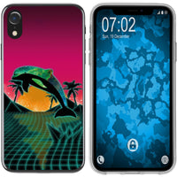 iPhone Xr Silikon-Hülle Retro Wave Delphin M1 Case