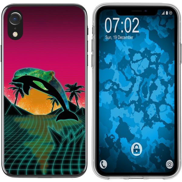 iPhone Xr Silikon-Hülle Retro Wave Delphin M1 Case