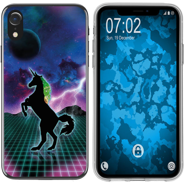 iPhone Xr Silikon-Hülle Retro Wave Einhorn M2 Case