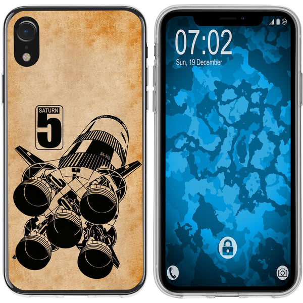 iPhone Xr Silikon-Hülle Space Moon Rocket M3 Case