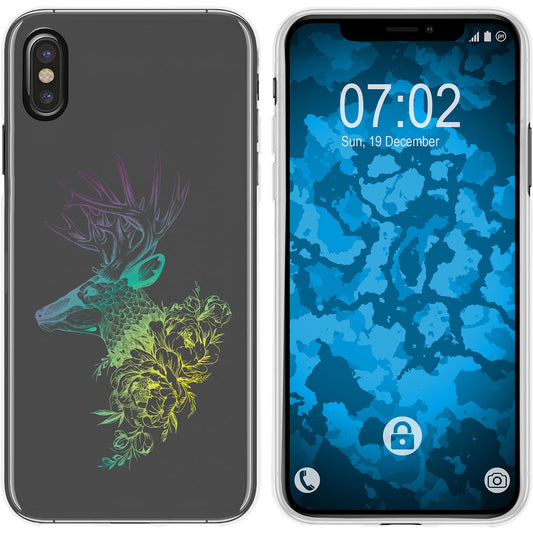 iPhone Xs Max Silikon-Hülle Floral Hirsch M7-4 Case