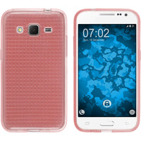 PhoneNatic Case kompatibel mit Samsung Galaxy Core Prime - rosa Silikon Hülle Iced + 2 Schutzfolien