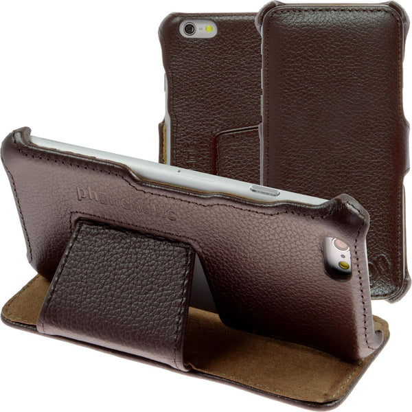 Echt-Lederhülle für Apple iPhone 6s / 6 Leder-Case braun + G