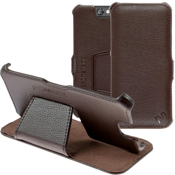 Echt-Lederhülle für HTC One A9 Leder-Case braun + Glasfolie