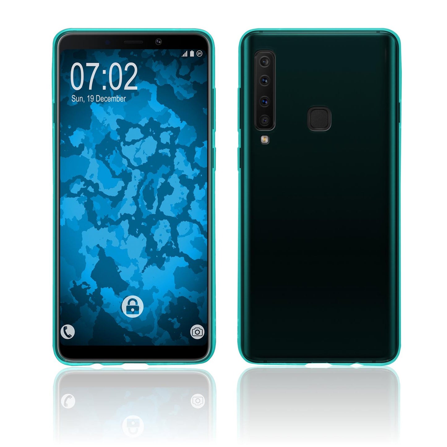 PhoneNatic Case kompatibel mit Samsung Galaxy A9 (2018) - türkis Silikon Hülle transparent Cover