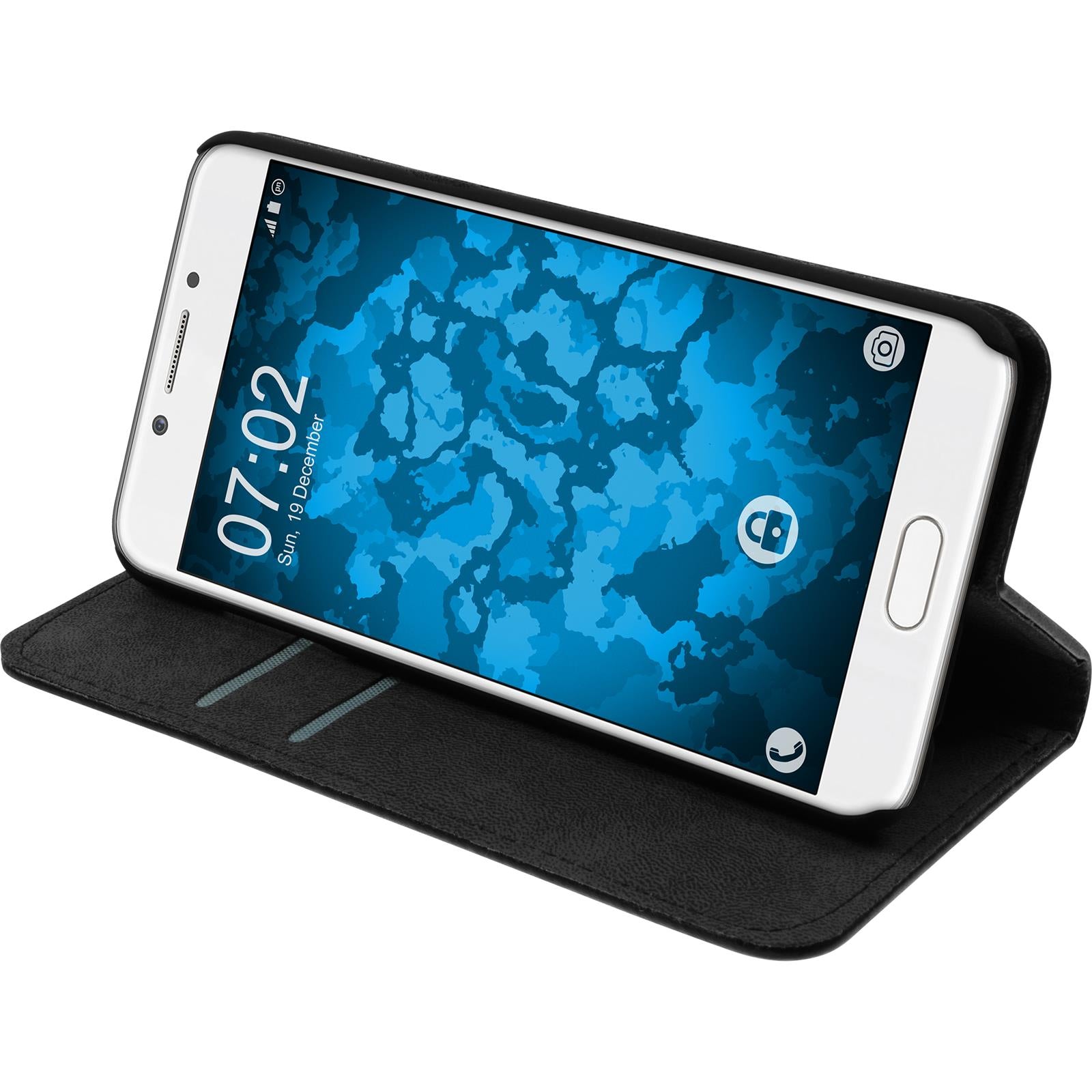 Kunst-Lederhülle für Samsung Galaxy C5 Pro Book-Case schwarz