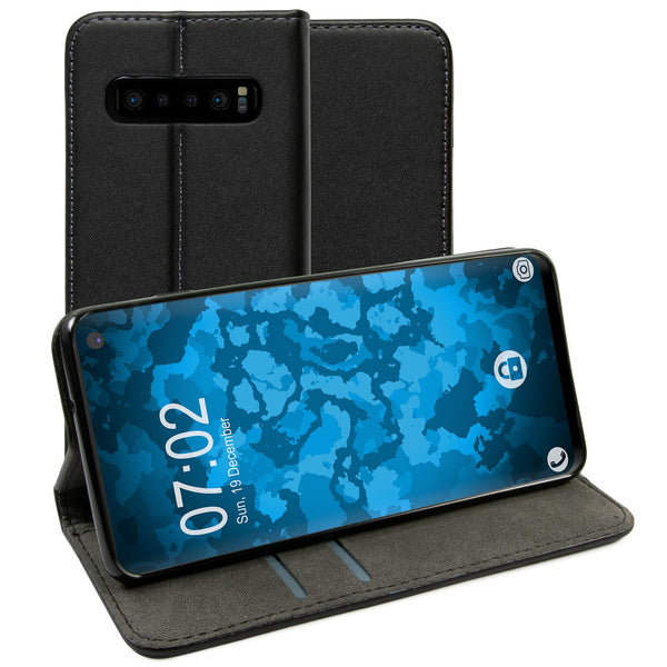 Kunst-Lederhülle für Samsung Galaxy S10 Book-Case schwarz Co