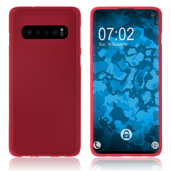 PhoneNatic Case kompatibel mit Samsung Galaxy S10 - rot Silikon Hülle matt Cover