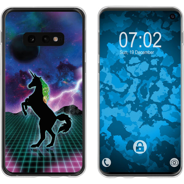 Galaxy S10e Silikon-Hülle Retro Wave Einhorn M2 Case