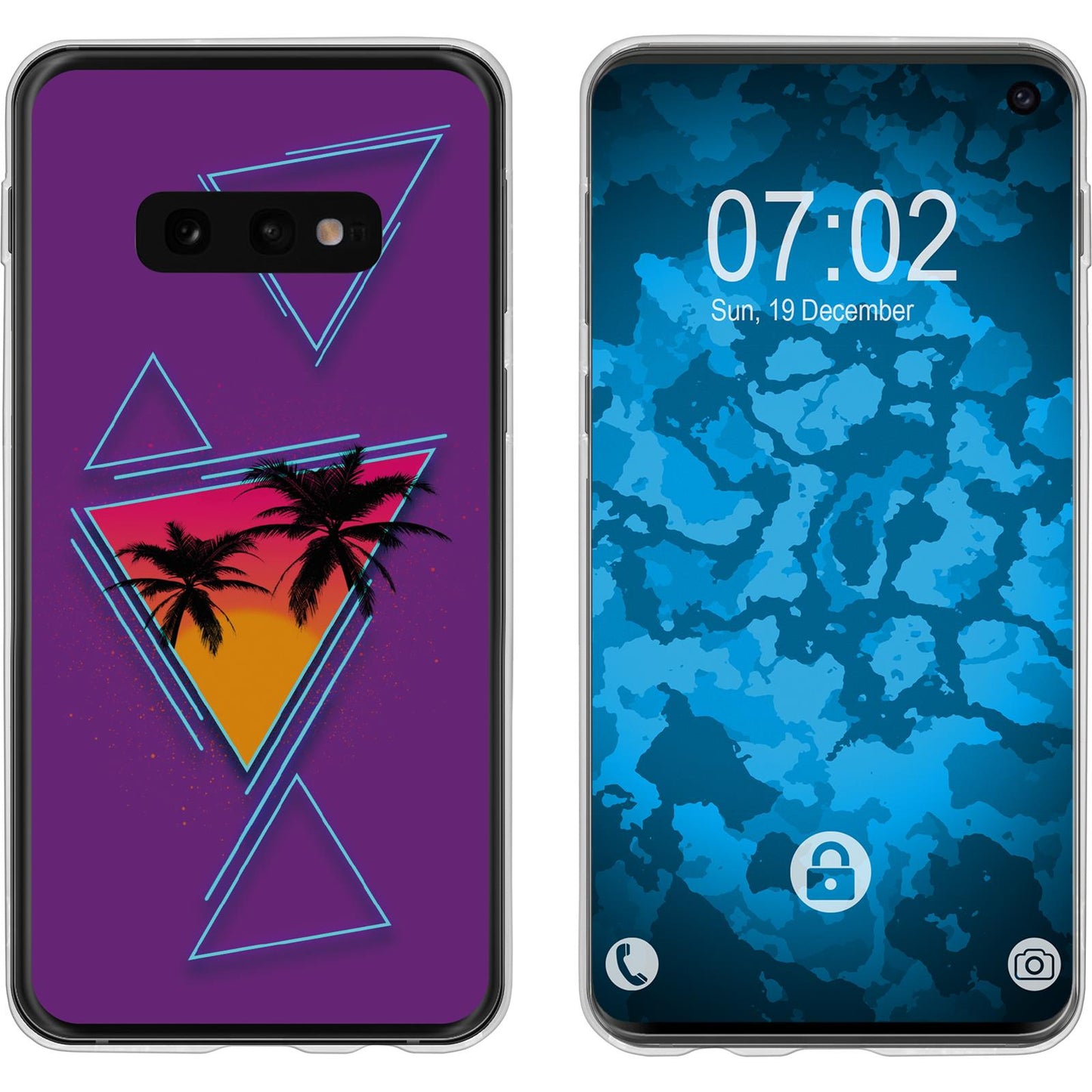 Galaxy S10e Silikon-Hülle Retro Wave Palmen M3 Case
