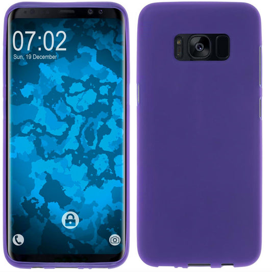 PhoneNatic Case kompatibel mit Samsung Galaxy S8 Plus - lila Silikon Hülle matt + flexible Folie