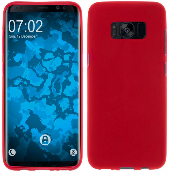 PhoneNatic Case kompatibel mit Samsung Galaxy S8 Plus - rot Silikon Hülle matt + flexible Folie